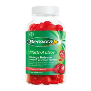 Berocca Multi Action Gummies Cherry Flavour Vitamin Supplement 60 Count