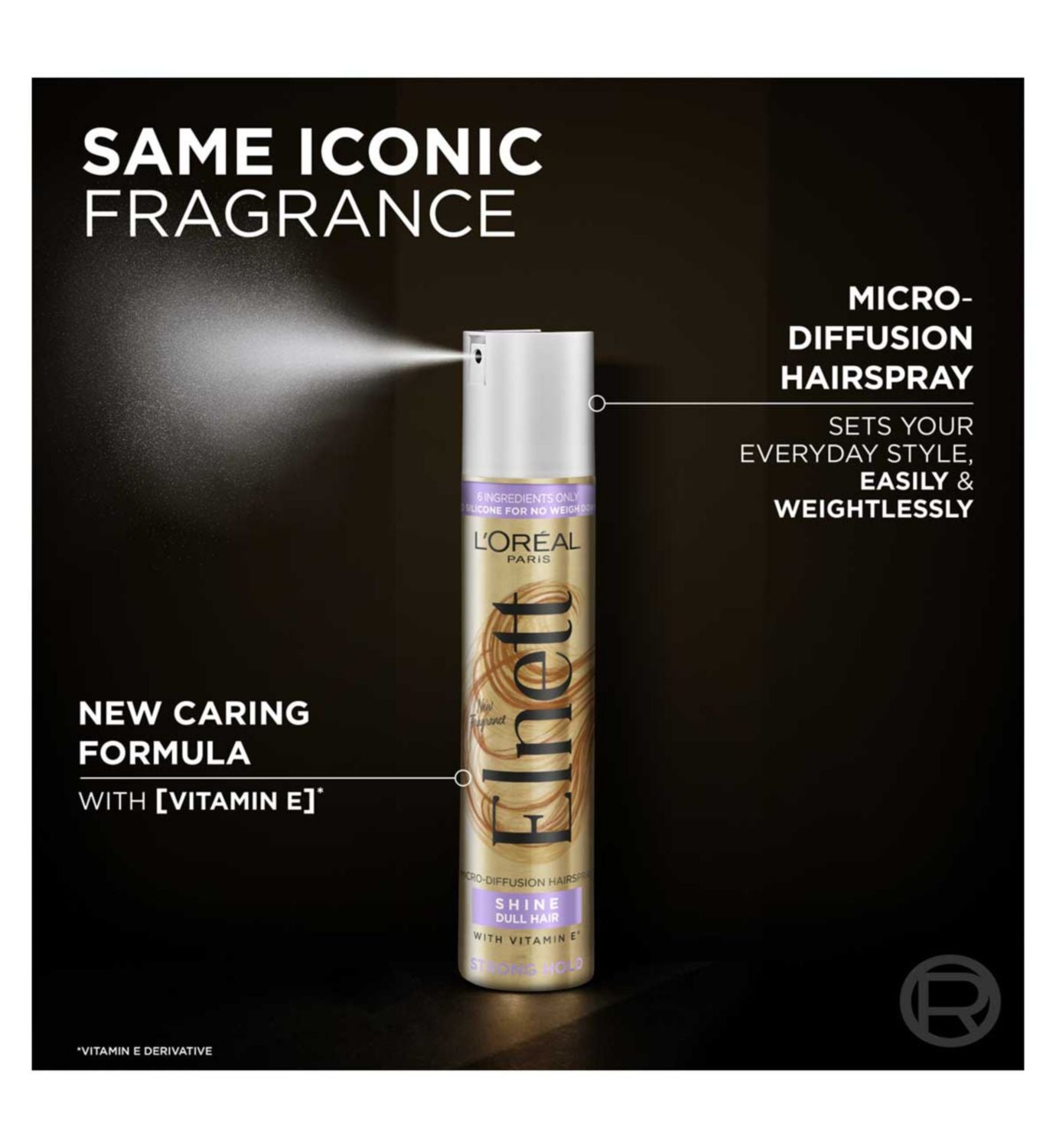 L'Oreal Paris Elnett hairspray strong hold 400ml, UK version