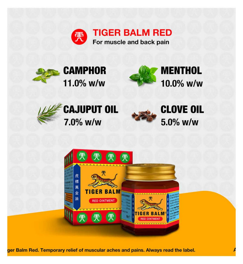 Tiger Balm Red and White Ointment 19g bundle (British brand)