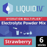 Liquid IV Hydration Multiplier Electrolyte Powder Mix Strawberry 6 Sachets