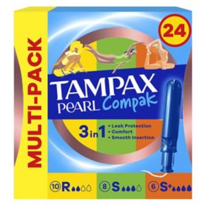 Tampax Pearl Compak multi-absorbency tampons 24 pack (British brand)