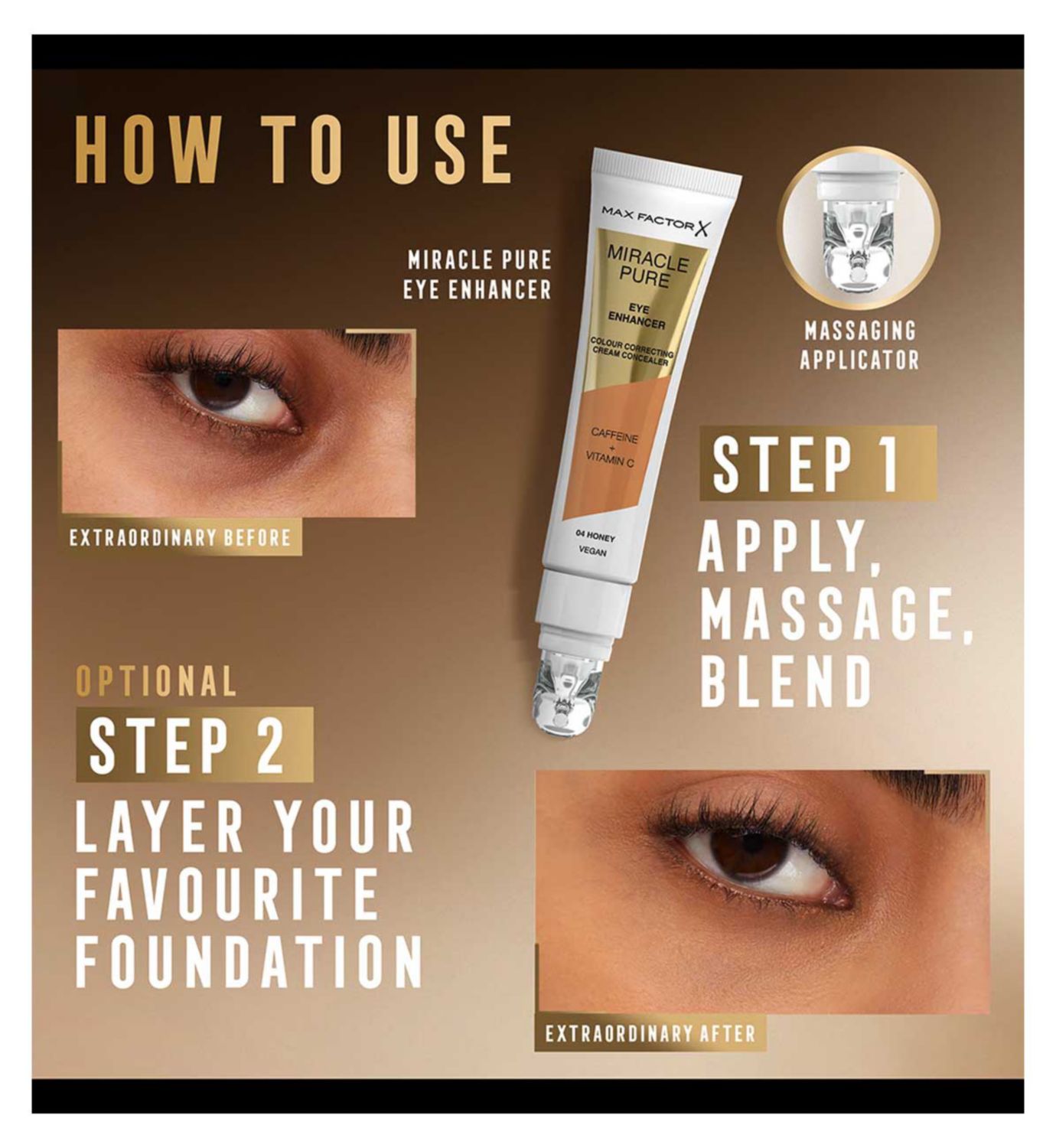 Max Factor Miracle Pure Eye Enhancer concealer, imported from the UK