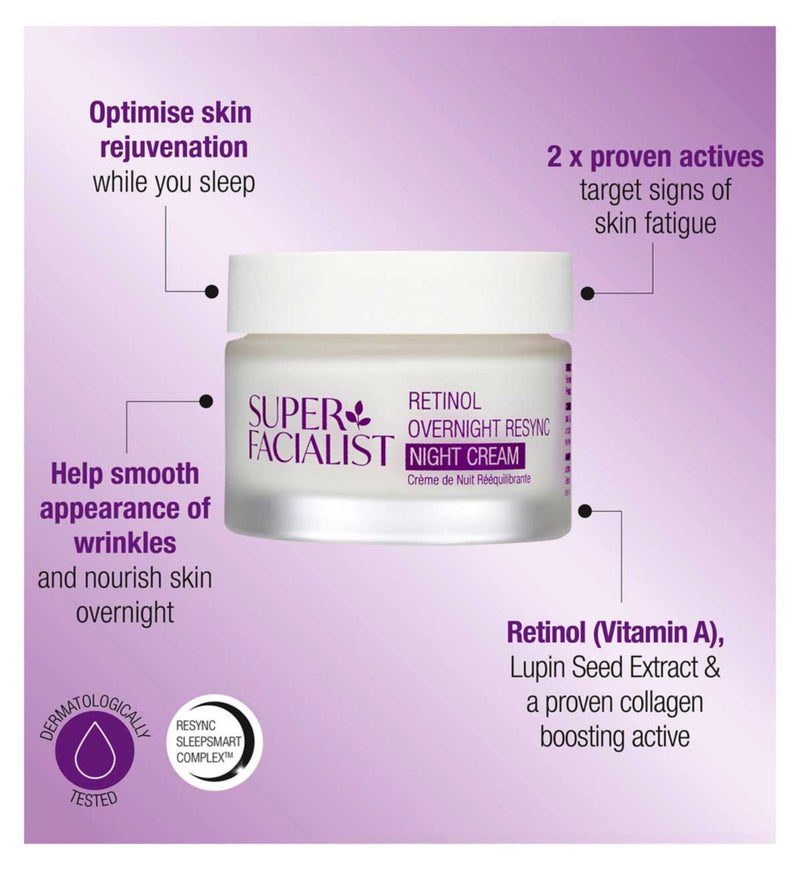 Super Facialist Retinol Night Cream SleepSmart Overnight Resync (British brand)
