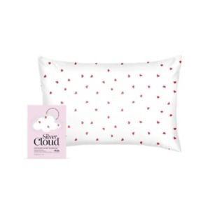 Silver Cloud Heart Print Satin Pillowcase 50 x 75 cm (British brand)