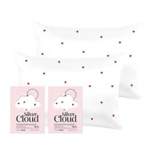 Silver Cloud Satin Pillowcase Heart Print Twinpack 50x75cm (British brand)