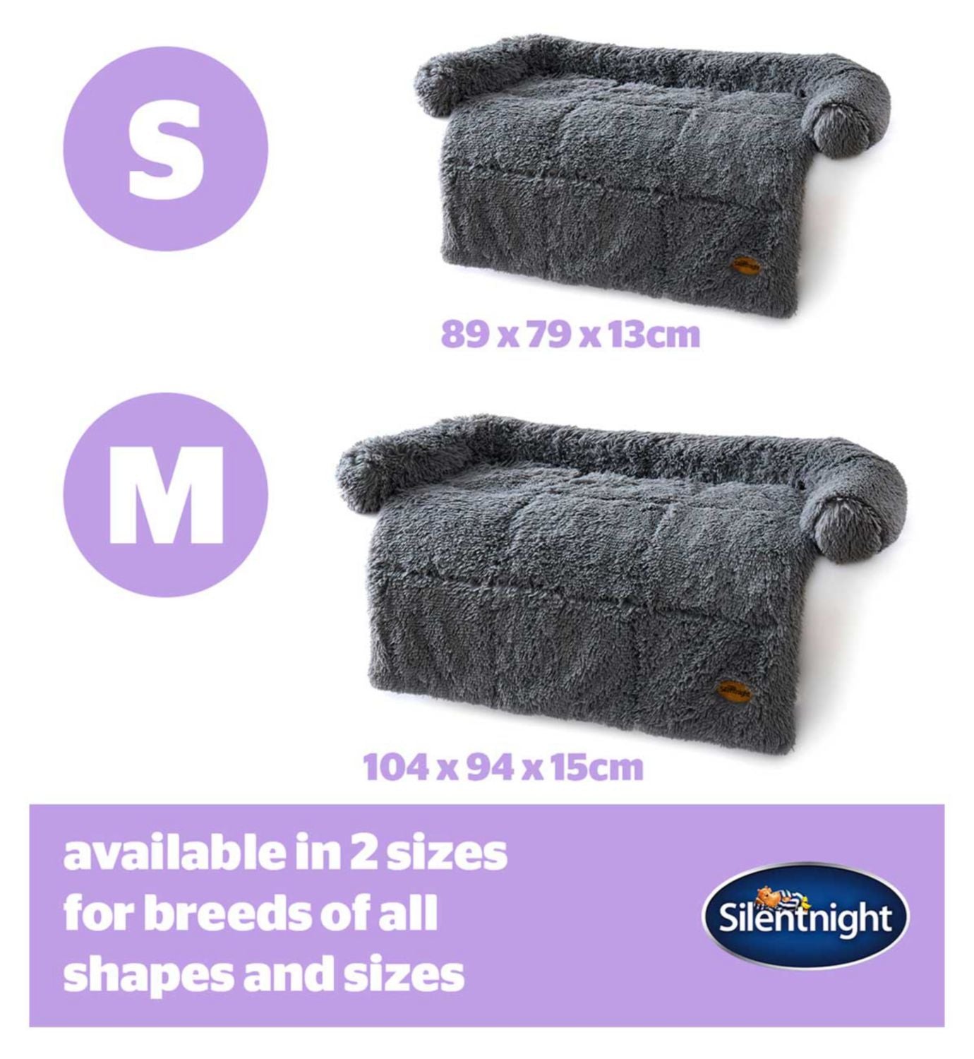 Silentnight Calming Sofa Protector Pet Bed Grey Small (British brand)
