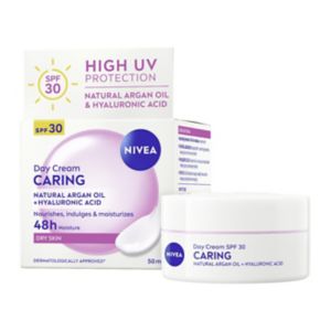 nivea caring day face cream natural argan oil 50ml, imported from the UK