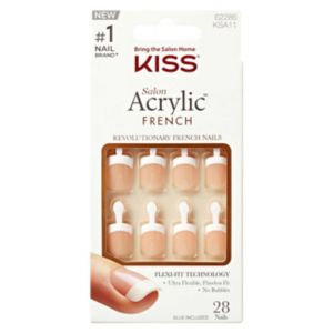 KISS Salon Press-On Nails White Tips Medium Square 28 Ct, UK version