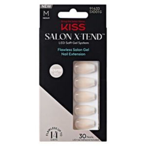 KISS gel nail extensions white coffin medium 34ct, UK version