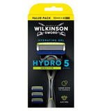 Wilkinson Sword Hydro 5 Sensitive Razor For Men with Aloe Vera to Reduce Irritation 1 Mens Razor Handle  4 Blades Refills