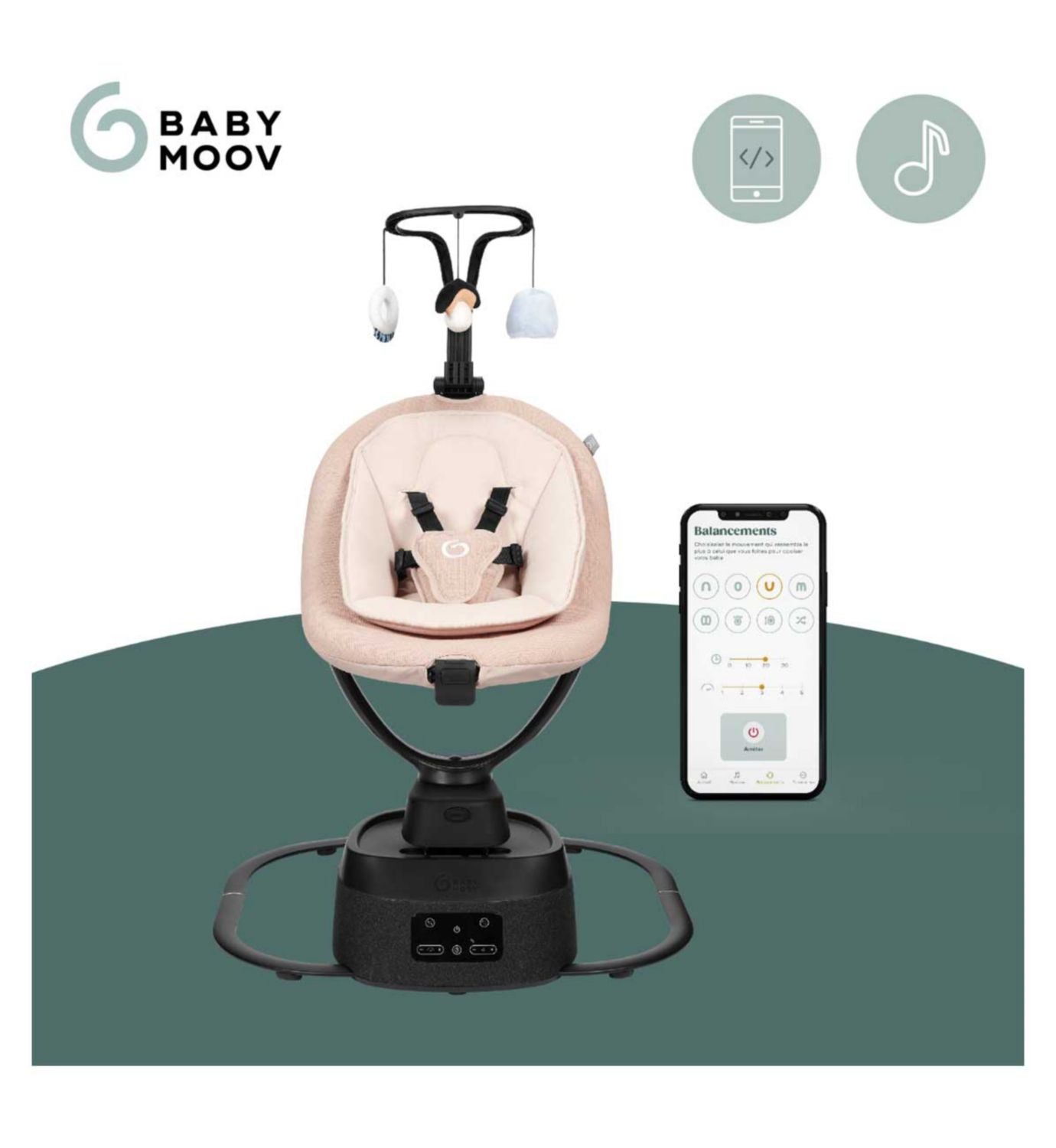 Babymoov Swoon Evolution Smart Baby Swing Mocca - British product