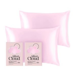 Silver Cloud pink satin pillowcases twin pack 50x75cm (British brand)