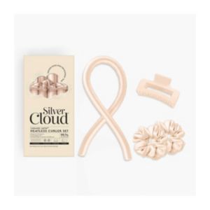 Silver Cloud Heatless Hair Curler Set Silver Ion Caramel Satin Kit