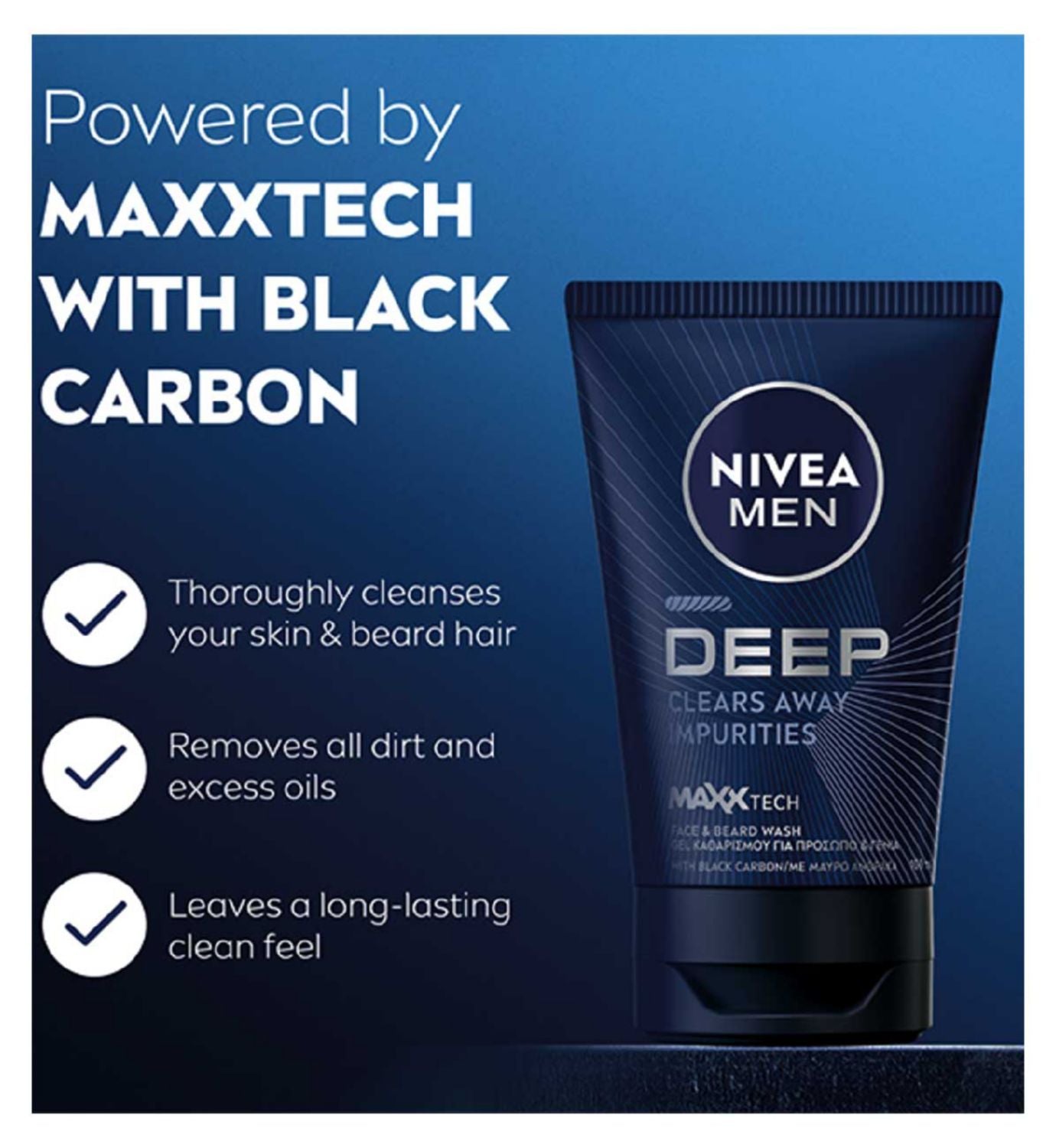 NIVEA Men Face and Beard Wash Darkwood 100ml , imported from the UK