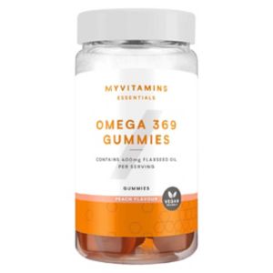 Myvitamins omega 3-6-9 gummies peach 60 count, imported from the UK