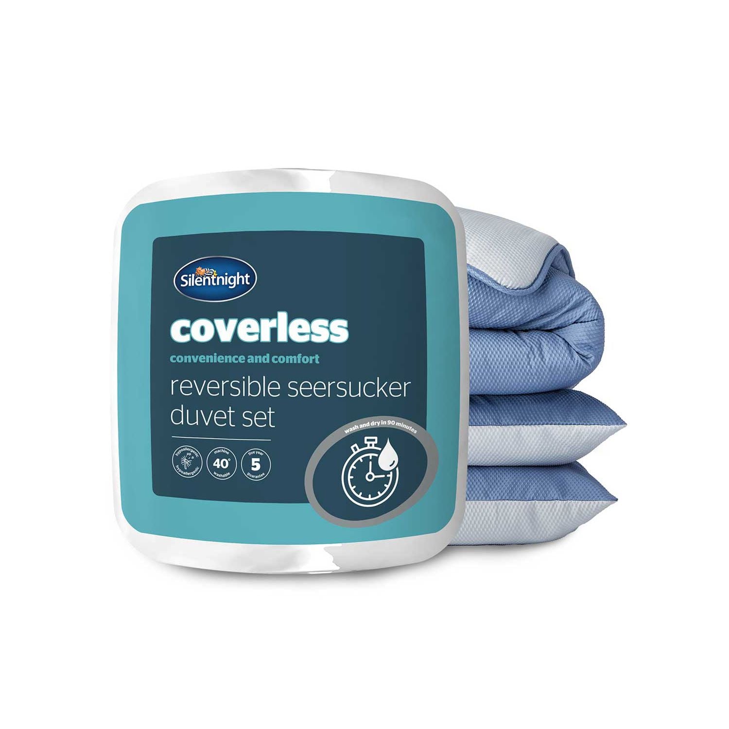 Silentnight Seersucker duvet set single blue grey (British brand)