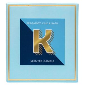 Landon Tyler Alphabet Candle Letter K Bergamot Lime Basil 140g, UK version