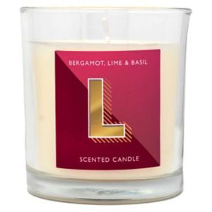 Landon Tyler letter candle L Bergamot Lime and Basil 140g, UK version