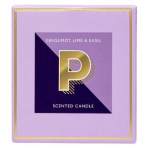 Landon Tyler alphabet candle Letter P Bergamot Lime Basil 140g, UK version