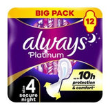Always Platinum Secure Night Pads Size 4 12 Sanitary Towels - British product