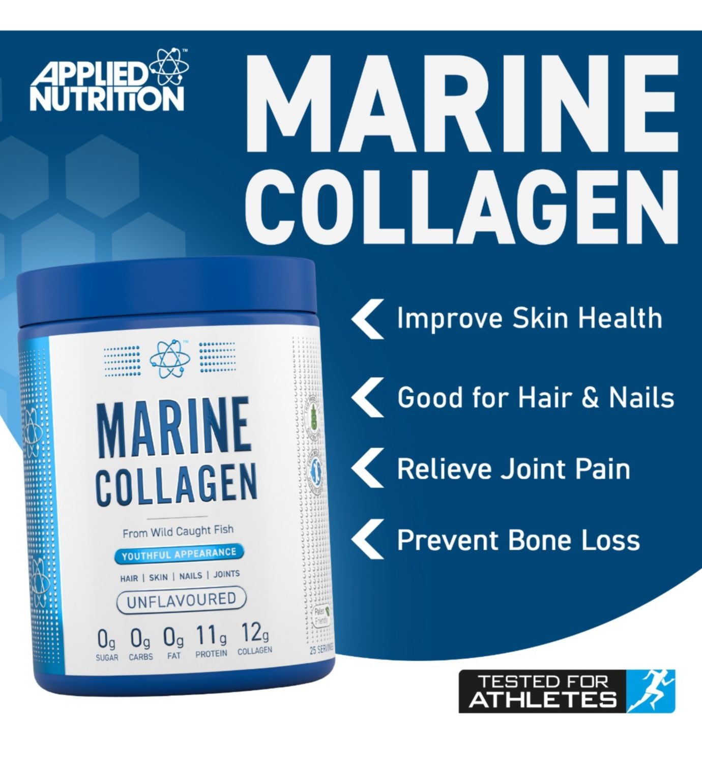 Applied Nutrition marine collagen powder unflavoured 300g - British product