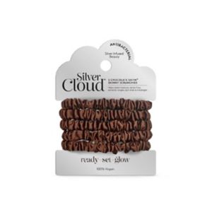 Silver Cloud Satin Hair Scrunchies Chocolate 5 Pack