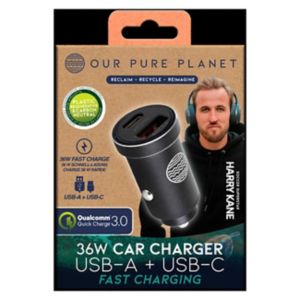 Our Pure Planet 36W USB-C Car Charger, imported from the UK