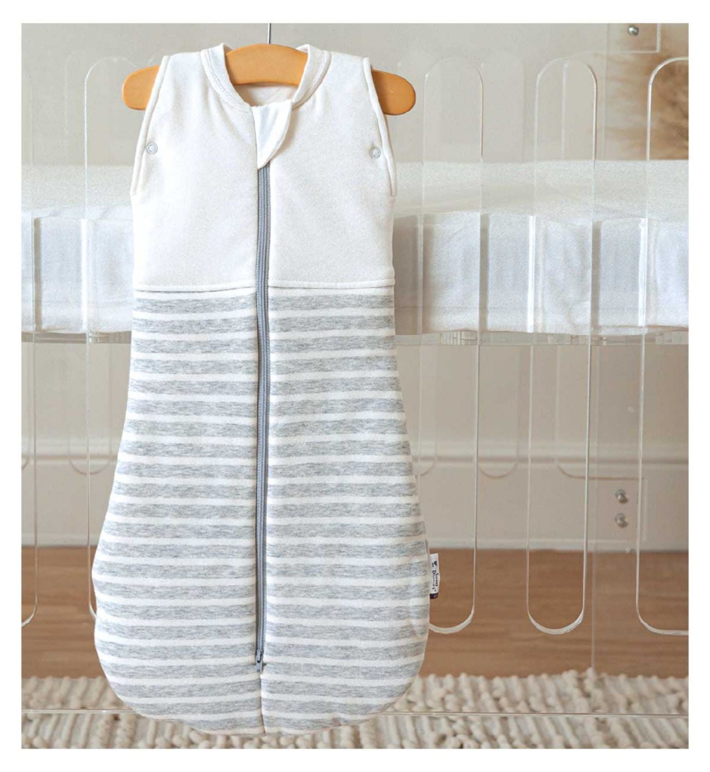 Sweet Dreamers Baby Sleeping Bag White Grey Stripes 2.5 tog (British brand)