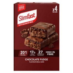 SlimFast Meal Replacement Bar Multipack Chocolate Fudge 60g x4 (British brand)