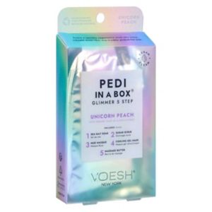 Voesh New York Pedi in a Box 5 Steps Glimmer Unicorn Peach Pedicure Kit