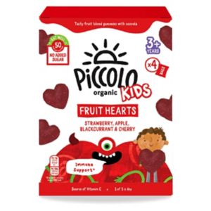 Piccolo organic kids fruit hearts gummies apple strawberry blackcurrant cherry 15g (British brand)