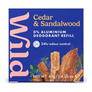 Wild cedar and sandalwood deodorant refill 40g (British brand)