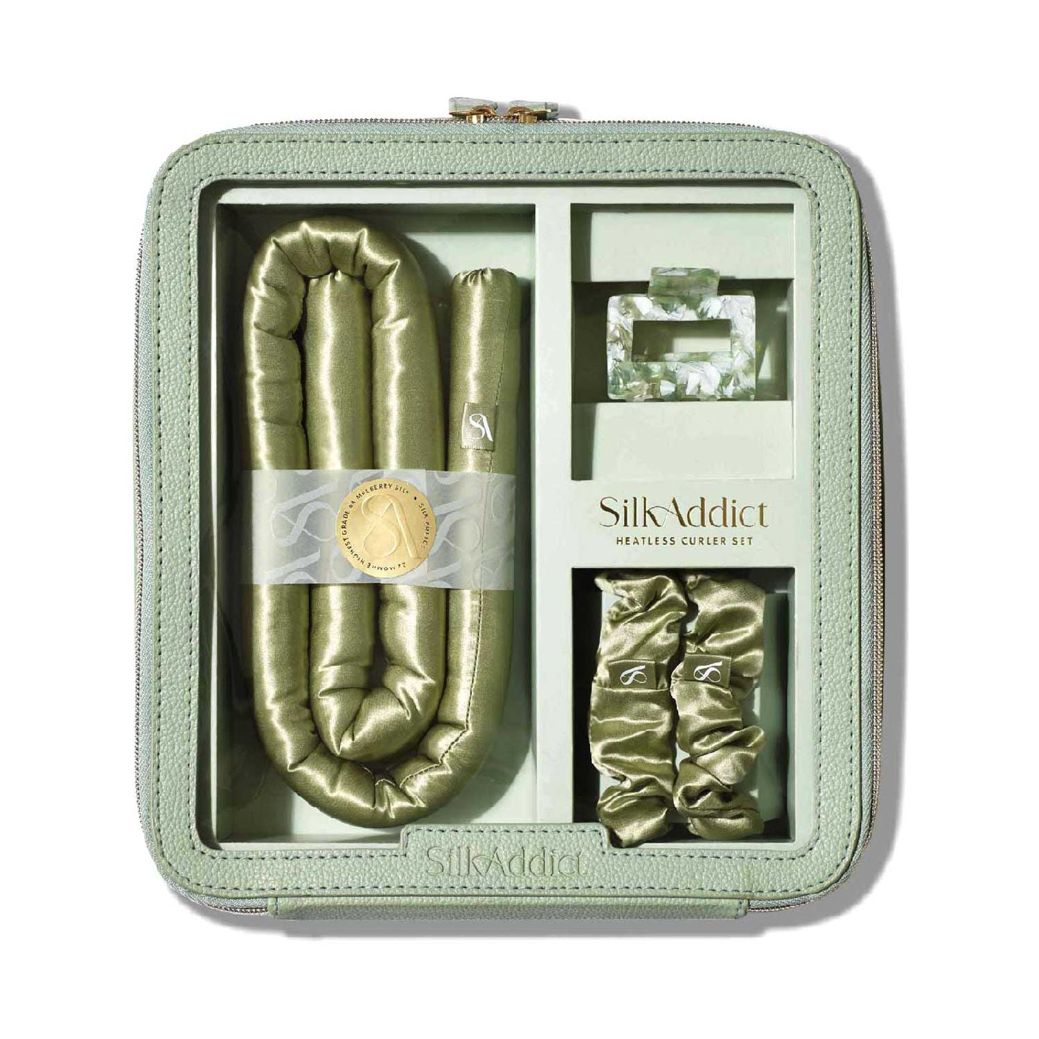 Silk Addict Heatless Curler Set Olive Green One Size (British brand)