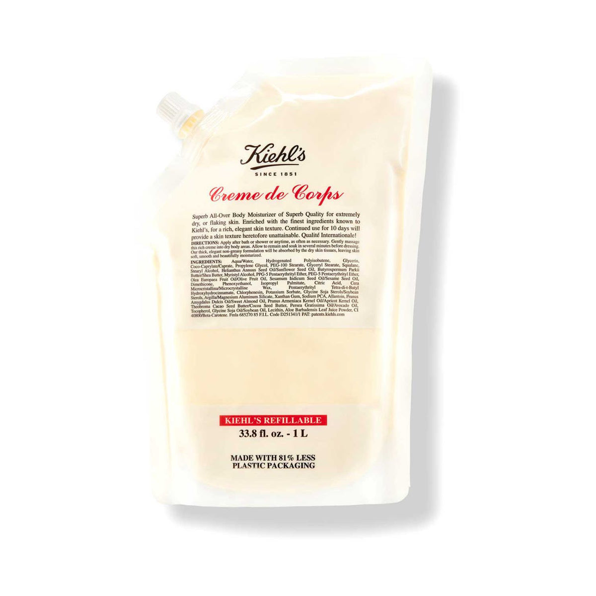 Kiehl's Creme De Corps body butter refill pouch 1L, UK version