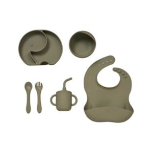 Bababing baby feeding set in olive colour - British product