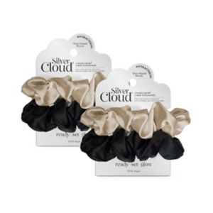 Silver Cloud Mixed Satin Scrunchies Four Pack (British brand)