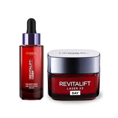 L'Oreal Paris Revitalift Laser Tripeptide Serum and Day Cream Bundle Anti-Ageing Set
