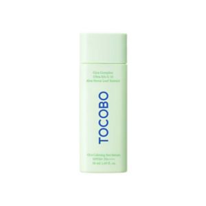 Front view of Tocobo Cica Calming Sun Serum 50ml bottle (British brand)