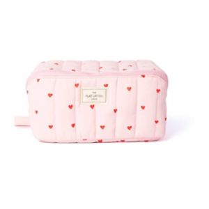Flat Lay Co. Marshmallow makeup bag pink hearts (British brand)
