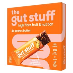 The Gut Stuff peanut butter bars 3x35g, imported from the UK