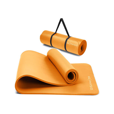 KG Physio Yoga Mat 8mm Thick Orange Non-Slip NBR Exercise Mat