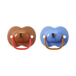 Tommee Tippee Soother Blue Brown 0-6m Duo, imported from the UK