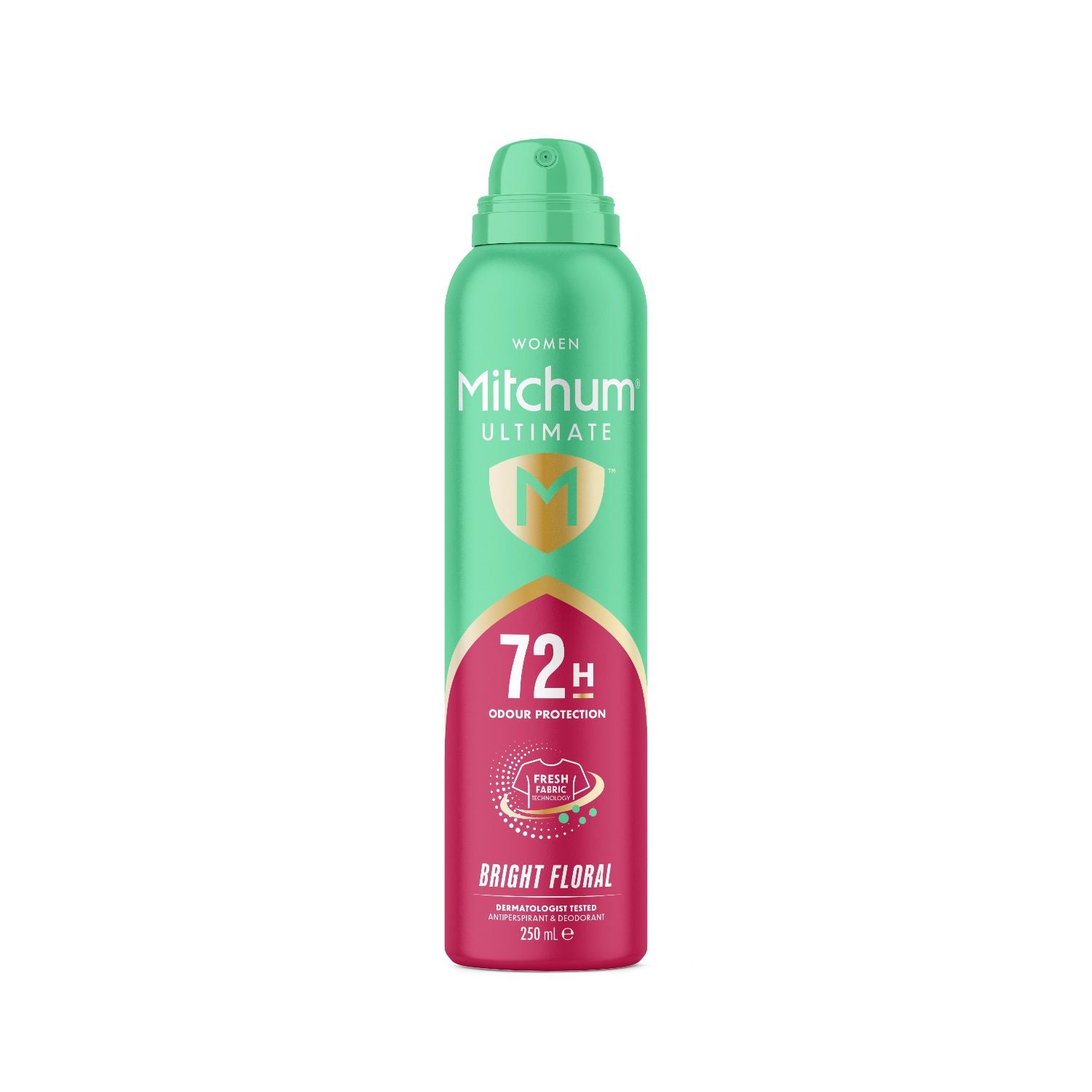 Mitchum Ultimate 72h Bright Floral Deodorant 250ml, imported from the UK