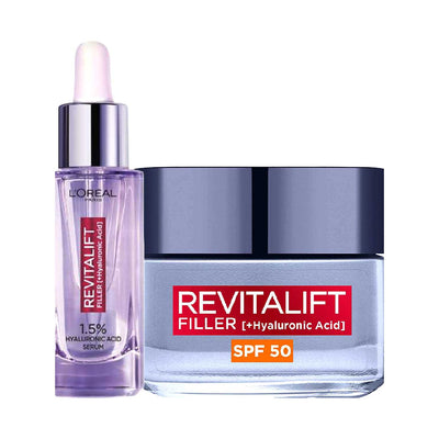 L'Oreal Paris Revitalift Filler Hyaluronic Serum and Cream Routine