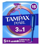 Tampax Pearl Super Plus Extra Tampons With Applicator x15 3in1 Leak Protection Comfort And Easy Insertion