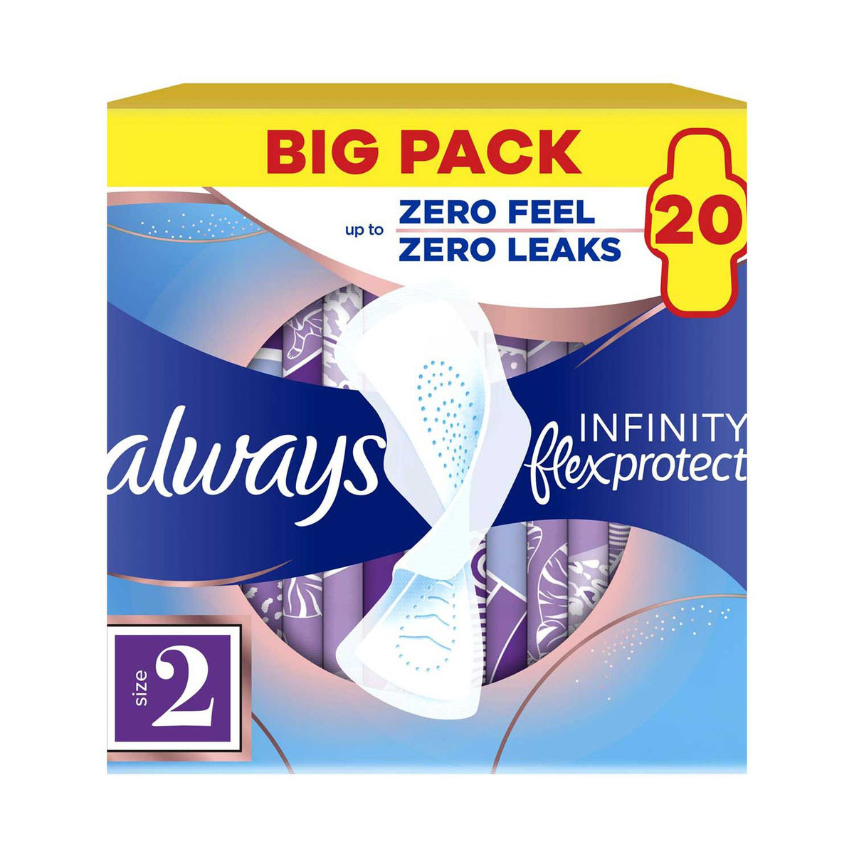 Always Infinity FlexProtect Sanitary Towels Long Size 2 With Wings 20 pads - British product
