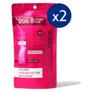 Kudu Collagen Protein Sachet Sour Cherry Flavour 63g x 3 Sachets x 2 Bundle