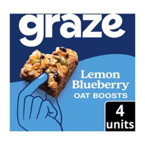 Graze lemon blueberry oat boosts flapjacks, UK version