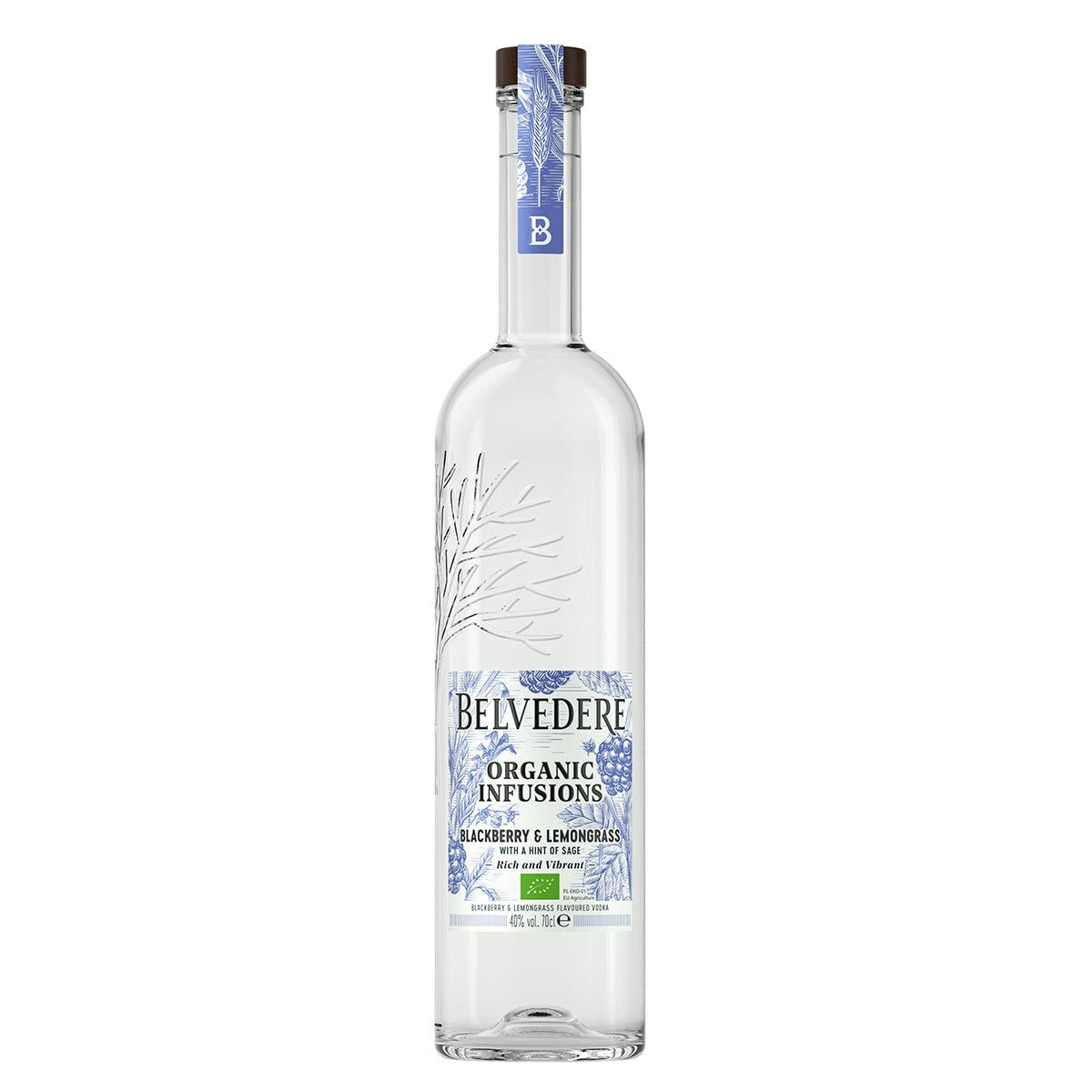 Belvedere blackberry and lemongrass flavoured vodka 70cl - British product