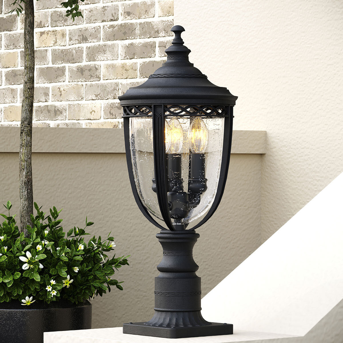 Feiss English Bridle 3 light exterior pedestal lantern - British product